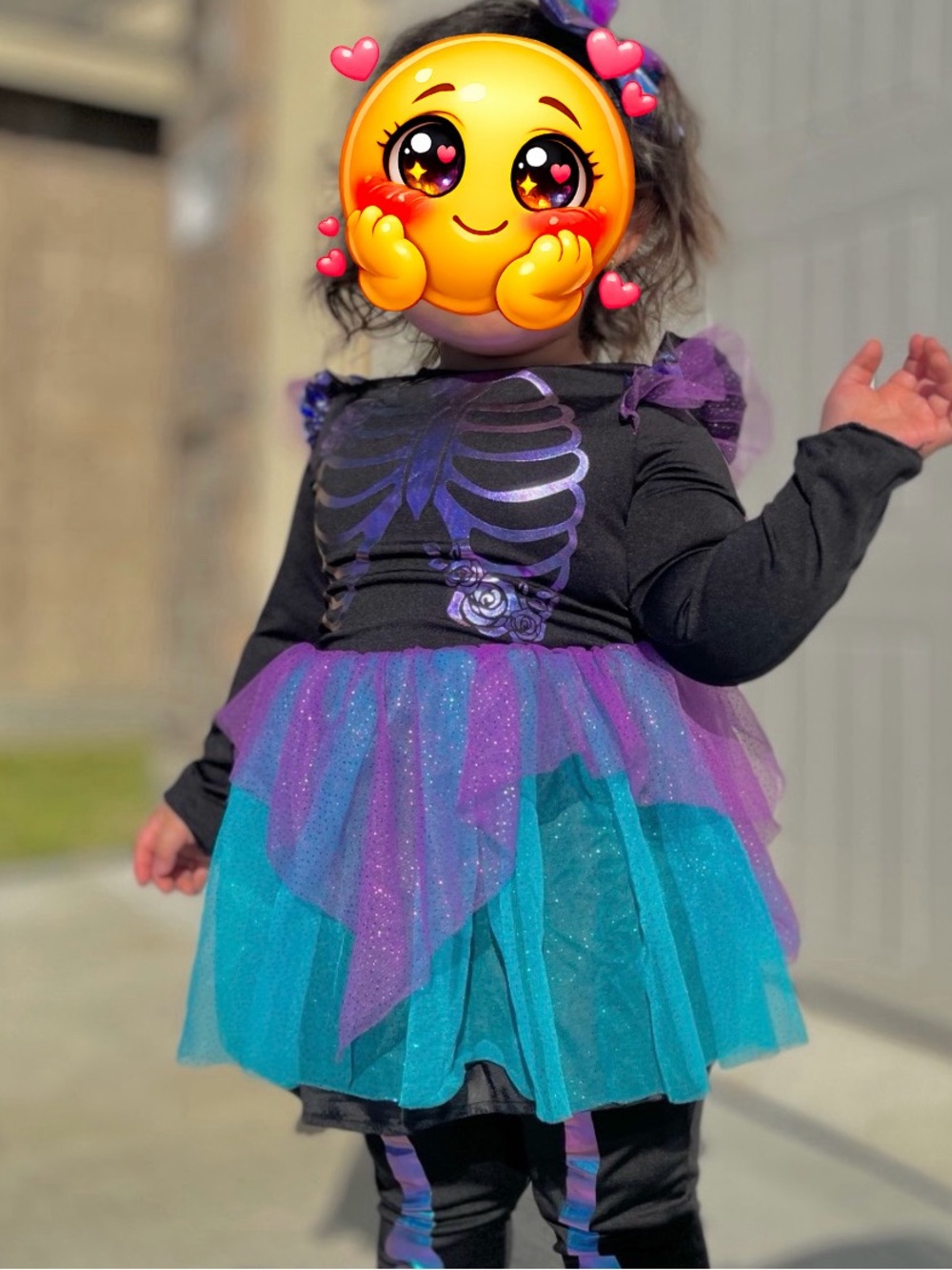Spirit Halloween Girls Skeleton Tutu Costume 3-4T Purple Teal